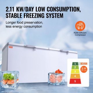 Congelador Horizontal, 19.8 pies cúbicos / 561 L Gran Congelador Profundo con Tapa Doble de Bloqueo, Congelador Comercial Independiente & 4 Cestas Extraíbles, Temperatura Ajustable de 7 Niveles, L...