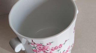 Jarrón/ macetero EME porcelana flores rosas