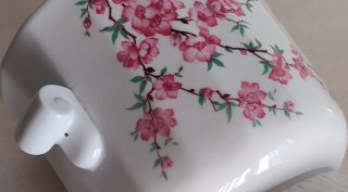Jarrón/ macetero EME porcelana flores rosas