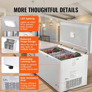 Congelador Horizontal, 17.2 pies cúbicos / 488 L Gran Congelador Profundo & 4 Cestas Extraíbles, Congeladores Comerciales de Puerta Superior Independientes con Tapa con Cerradura, Temperatura Ajus...