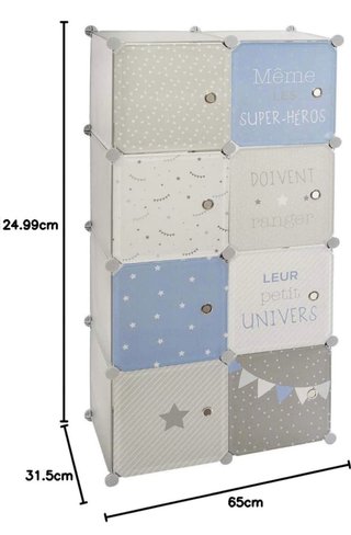 Armario infantil modular azul y gris