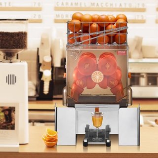 Máquina Exprimidora de Naranjas Comercial, Extractor de Jugo Automático de 120W, Exprimidor de Naranjas de Acero Inoxidable para 20 Naranjas por Minuto, con Caja de Filtro Extraíble, Cubierta de P...