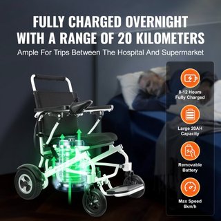 Silla de ruedas eléctrica plegable, silla de poder motorizada, capacidad de 300 lbs/136 kg, asiento ancho de 20 in/50.8 cm