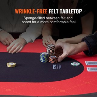 Mesa de Póker Plegable para 10 Jugadores, Mesa de Póker Texas Holdem Blackjack con Barandillas Acolchadas y Soportes para Vasos de Acero Inoxidable, Mesa de Juego de Cartas Plegable y Portátil, Me...