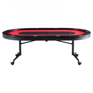 Mesa de Póker Plegable para 10 Jugadores, Mesa de Póker Texas Holdem Blackjack con Barandillas Acolchadas y Soportes para Vasos de Acero Inoxidable, Mesa de Juego de Cartas Plegable y Portátil, Me...