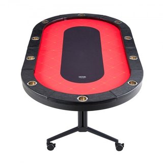 Mesa de Póker Plegable para 10 Jugadores, Mesa de Póker Texas Holdem Blackjack con Barandillas Acolchadas y Soportes para Vasos de Acero Inoxidable, Mesa de Juego de Cartas Plegable y Portátil, Me...
