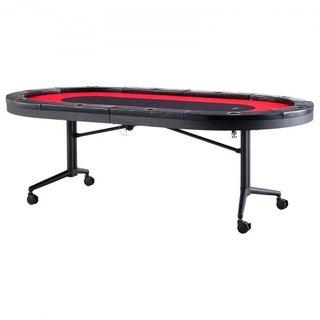 Mesa de Póker Plegable para 10 Jugadores, Mesa de Póker Texas Holdem Blackjack con Barandillas Acolchadas y Soportes para Vasos de Acero Inoxidable, Mesa de Juego de Cartas Plegable y Portátil, Me...