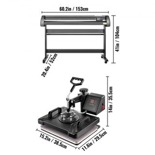 5 en 1 Prensa Térmica Digital de 15"x12" y Cortadora de Vinilo de 53" con Software Signmaster