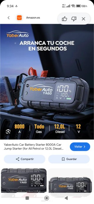 Arrancador Coche Yaber YA60 8000A 12V