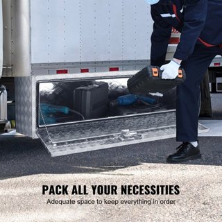 Caja de Camión Bajo, 1524 x 610 x 610 mm Caja de Almacenamiento para Pickup, Caja de Herramientas de Aluminio de Placa de Diamante de Alta Resistencia con Cerradura y Llaves, Caja de Almacenamient...