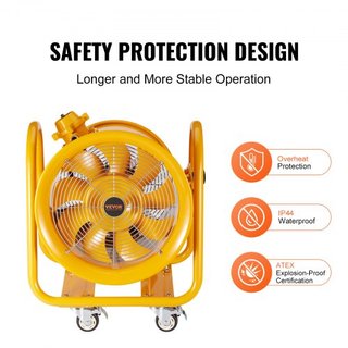 Ventilador Portátil, Ventilador Cilíndrico de 406.4mm de Alta Resistencia, Ventilador de Escape Fuerte de 1100W 4240CFM, Cable de Alimentación de 5m (Sin Cabezal de Carga), Soplador Industrial par...