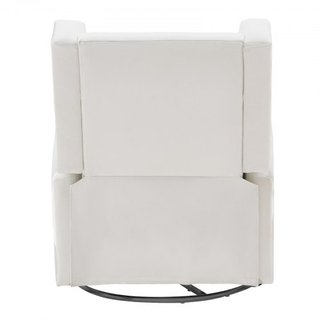 Recliner Eléctrico y Glider Giratorio, Silla Recliner Glider con Capacidad de Peso de 113.4 kg y Ángulo Ajustable, Silla Rocker de Superficie de Poliéster para Sala de Estar, Dormitorio, Blanco Roto