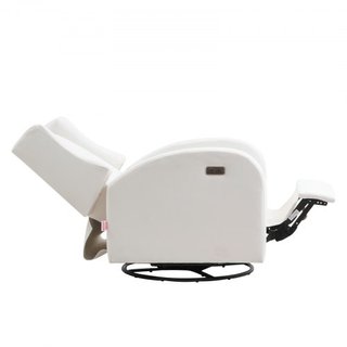 Recliner Eléctrico y Glider Giratorio, Silla Recliner Glider con Capacidad de Peso de 113.4 kg y Ángulo Ajustable, Silla Rocker de Superficie de Poliéster para Sala de Estar, Dormitorio, Blanco Roto