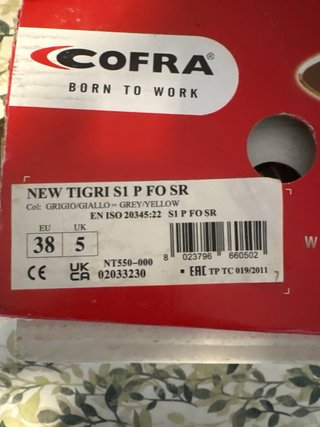 Zapatos de seguridad Cofra Talla 38