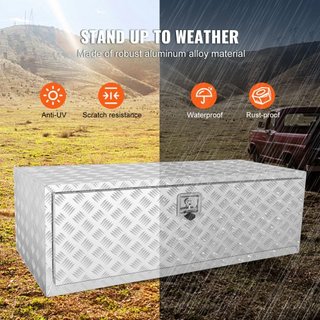 Caja de Camión Inferior, Caja de Almacenamiento para Pickup de 48"×24"×24", Caja de Herramientas de Aluminio de Placa de Diamante de Alta Resistencia con Cerradura y Llaves, Caja de Almacenamiento...