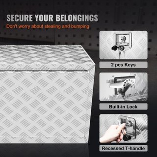 Caja de Camión Inferior, Caja de Almacenamiento para Pickup de 48"×24"×24", Caja de Herramientas de Aluminio de Placa de Diamante de Alta Resistencia con Cerradura y Llaves, Caja de Almacenamiento...