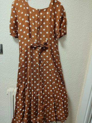 Vestido largo lunares marrón y blanco