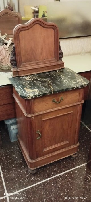 Comodino antico legno e marmo