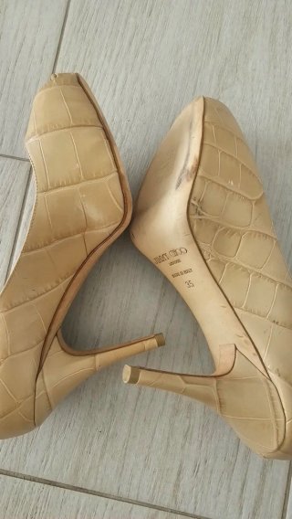Zapatos Jimmy Choo Beige Tacón Peep Toe