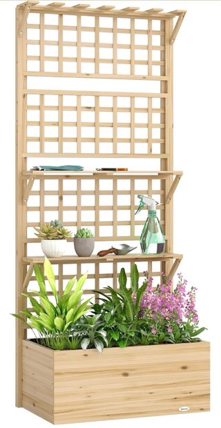 Jardinera Madera con Enrejado y Techo