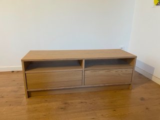 Mueble TV madera claro 2 cajones