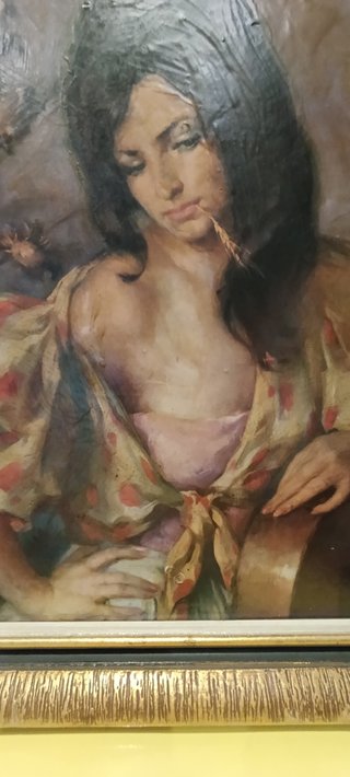 Cuadro Vintage Francisco Ribera Gitana Marco Oro