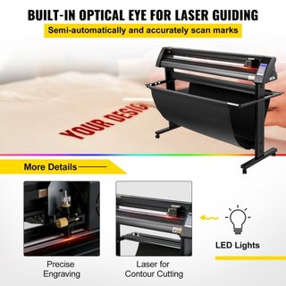 Cortadora de Vinilo, Plotter de Vinilo de 1350 mm, Cortadora de Plotter con Pantalla LED, Ojo Óptico Semi-Automático Integrado, Compatible con el Software SignCut para Sistemas Mac y Windows con S...