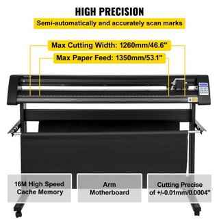 Cortadora de Vinilo, Plotter de Vinilo de 1350 mm, Cortadora de Plotter con Pantalla LED, Ojo Óptico Semi-Automático Integrado, Compatible con el Software SignCut para Sistemas Mac y Windows con S...
