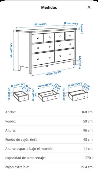 Cómoda Ikea Blanca con Tapa de Cristal