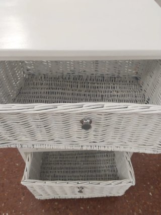 Mueble Auxiliar Cestas Mimbre Blanco