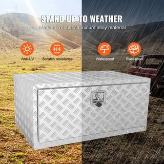 Caja de Camión Inferior, Caja de Almacenamiento para Pickup de 36"×24"×24", Caja de Herramientas de Aluminio de Placa de Diamante de Alta Resistencia con Cerradura y Llaves, Caja de Almacenamiento...