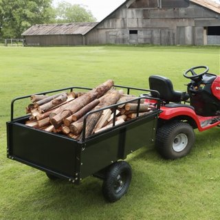 Carro de Volteo de Acero para ATV de Alta Resistencia, 340 kg 0.43 Metros Cúbicos, Remolque de Jardín Utilitario con Lados Removibles para Cortacésped Tractor
