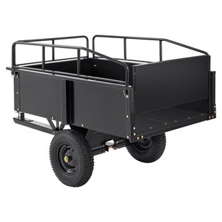 Carro de Volteo de Acero para ATV de Alta Resistencia, 340 kg 0.43 Metros Cúbicos, Remolque de Jardín Utilitario con Lados Removibles para Cortacésped Tractor