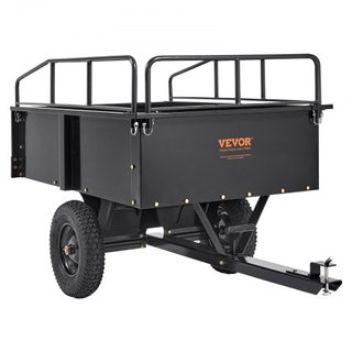 Carro de Volteo de Acero para ATV de Alta Resistencia, 340 kg 0.43 Metros Cúbicos, Remolque de Jardín Utilitario con Lados Removibles para Cortacésped Tractor