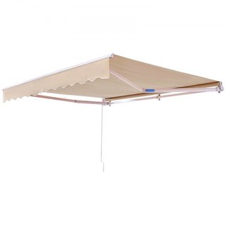 Toldo Retráctil Manual, Toldo de Patio Exterior de 13 x 8 pies, Sombra Retráctil, Toldo de Ventana y Puerta de Patio de Poliéster Resistente al Agua con Manivela para Jardín, Balcón