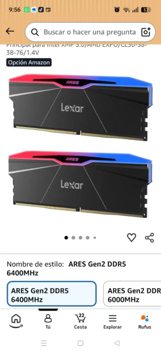 Kit 2x16 GB RAM DDR5 6400MHz Lexar