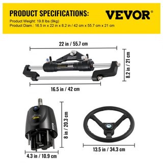 Kit de dirección hidráulica 300HP, Kit de dirección hidráulica para barco, bomba de dirección hidráulica, Kit de dirección hidráulica para barco sin manguera de dirección hidráulica para sistema d...