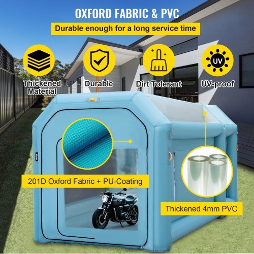 Cabina de Pintura Inflable Portátil, 396.24 x 243.8 x 243.8 cm Cabina de Pulverización Inflable, Carpa de Pintura para Autos con Sistema de Filtro de Aire y 2 Ventiladores, Carpa de Pulverización ...