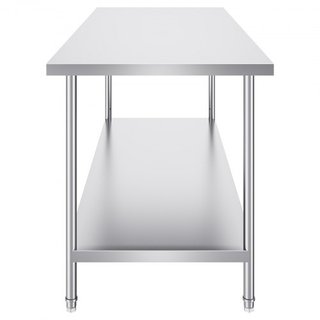 Mesa de Preparación de Acero Inoxidable, 30 x 72 x 34 Pulgadas, Mesa de Trabajo de Metal de Alta Resistencia con 3 Niveles de Altura Ajustables, Estación de Trabajo Comercial para Cocina, Garaje, ...