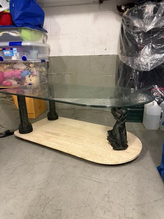 Mesa de centro mármol y cristal