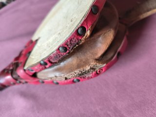Fuelle soplador de fuego para chimenea antiguo