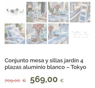 Conjunto Mesa y Sillas Tokyo Aluminio 4 per