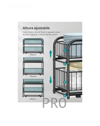 Organizador de cocina, estante extraíble de 2 niveles