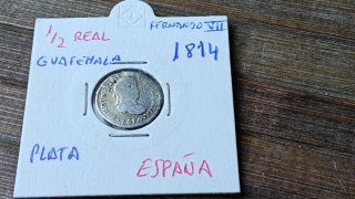 1/2 Real Fernando VII, 1814. Ceca Guatemala. Plata