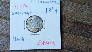 1/2 Real Fernando VII, 1814. Ceca Guatemala. Plata