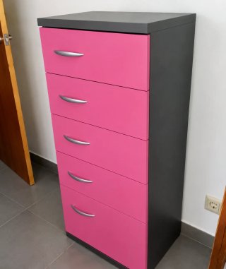 Mueble Cajones Rosa y Gris