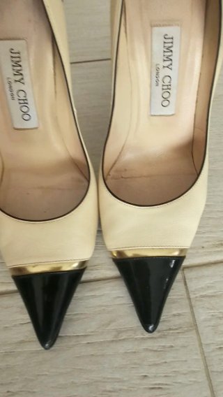 Zapatos Jimmy Choo Beige y Negro Tacon Alto