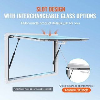 Ventana de Concesión 48"x36", Ventana de Servicio para Camiones de Comida de Aleación de Aluminio con Puerta de Toldillo y Gancho de Arrastre, Ventana de Servicio de Pie hasta 85 Grados para Camio...