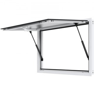 Ventana de Concesión 48"x36", Ventana de Servicio para Camiones de Comida de Aleación de Aluminio con Puerta de Toldillo y Gancho de Arrastre, Ventana de Servicio de Pie hasta 85 Grados para Camio...