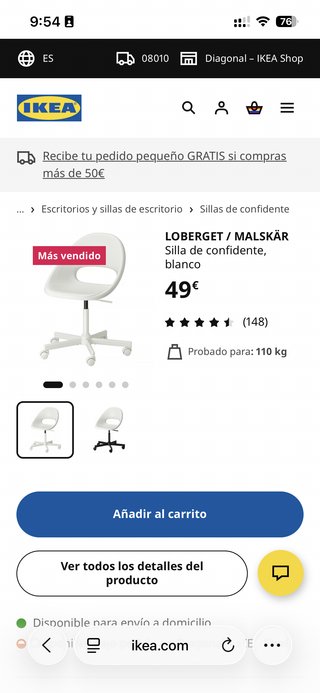 Conjunto escritorio y silla IKEA blanco